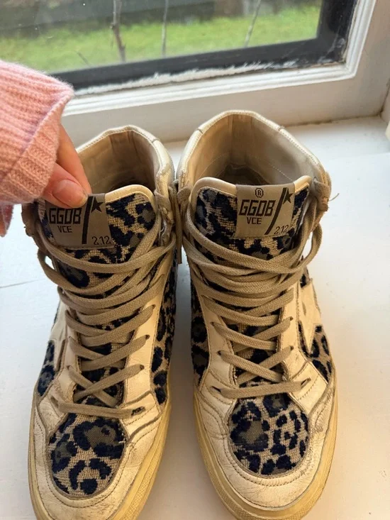 RARE Golden Goose Leopard Print High-Top Sneakers - Picture 3 of 8